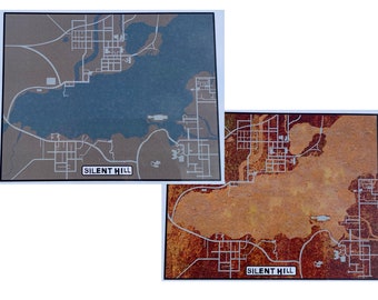 SILENT HILL both maps (A4 Prints)- Fog and Otherworld