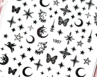 Witch nail decal /Moon star witch tarot/ Gothic Nail Sticker