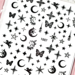 Witchy Weird nail decal /Moon star witch nail sticker/ Tarot nail/ Witch Nail/ Gothic Nail Sticker/ Self Adhesive/ Halloween