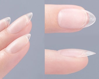 Short almond nail tips/ Clear short press on/ False press on extend/ Matt texture 150 300 pcs/Mother's day gift