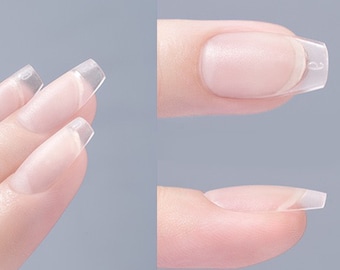 Short coffin Nail Tips press on/ Clear Transparent short gel extensions/ False nails extend