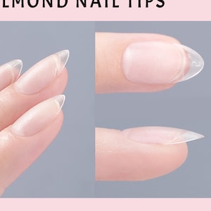 Short almond nail tips/ Clear short press on/ False press on extend/ Matt texture 150 300 pcs/Mother's day gift