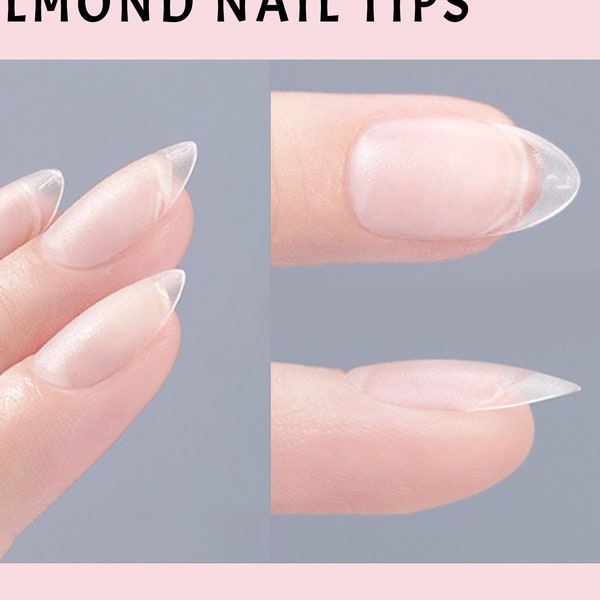 Short almond nail tips/ Clear short press on/ False press on extend/ Matt texture 150 300 pcs/Mother's day gift