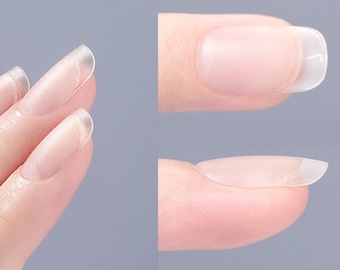 Short square nail tips/ Matt Short Transparent False nails press on/ 150 300 pcs