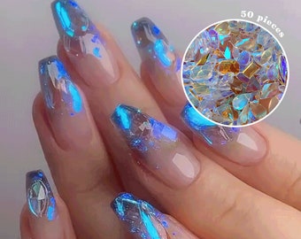 Polar Light Glasses Crystal Nail Charms Gems Flatback / Mermaid Sparkling Nail Art 50 Stück / Muttertagsgeschenk