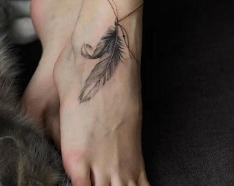 Tattoo Sticker Feather Ankle/ Temporary Feather tattoo for body/ Festival Party tattoo/ Nail Adhesive/Mother's day gift