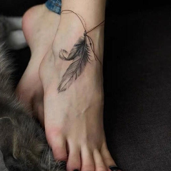Tattoo Sticker Feather Ankle/ Temporary Feather tattoo for body/ Festival Party tattoo/ Nail Adhesive/Mother's day gift