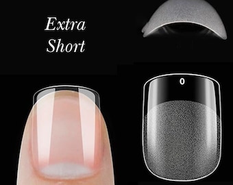 Extra short square nail tips/ Clear short nails/ False press on extend/ Transparent 240pcs