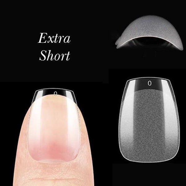 Extra short coffin nail tips/ Clear short nails/ False press on extend/ Transparent 240pcs