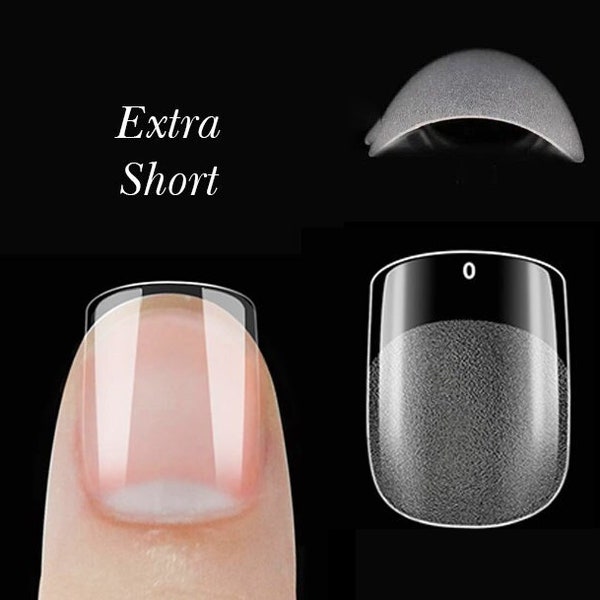 Extra short square nail tips/ Clear short nails/ False press on extend/ Transparent 240pcs/Mother's day gift