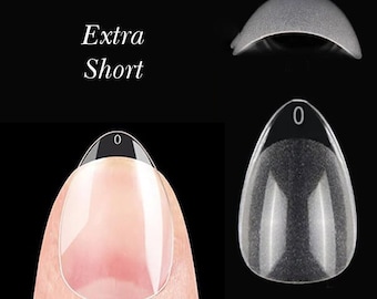 Extra short almond nail tips/ Clear short nails/ False press on extend/ Transparent 240pcs