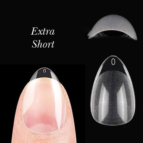 Extra short almond nail tips/ Clear short nails/ False press on extend/ Transparent 240pcs