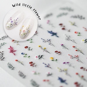 Little flower nail decal sticker/ Cute floral nail art/ Wild flower nail/ Nail Adhesive/ Best seller
