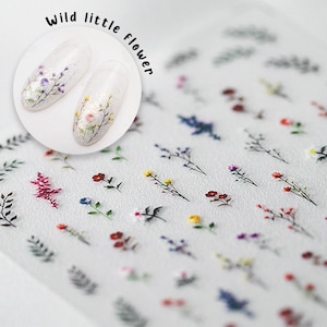 Little flower nail decal sticker/ Cute floral nail art/ Wild flower nail tattoo/ Nail Adhesive/ hot seller