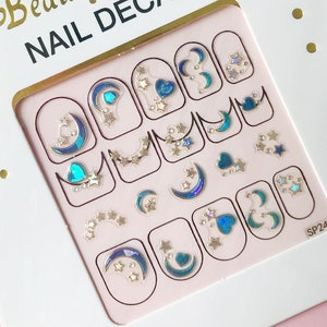 Heart nail sticker/ Celestial nail decal / Star Galaxy Heart Nail/ nail gem/ Sailor moon nail/ Nail Adhesive