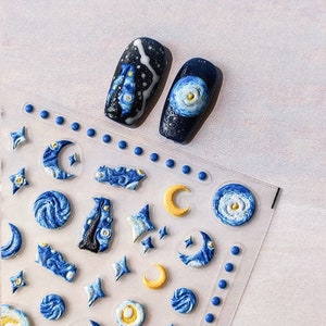Starry night Nail Sticker/ Embossed 5D nail art decal/ Art Nail Adhesive