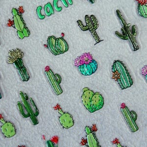 Adesivo per unghie verde con piante di cactus/autoadesivo fai da te