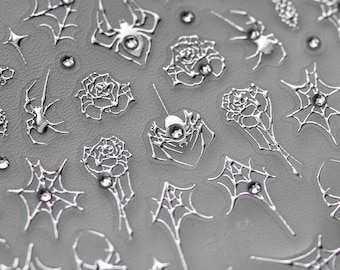 Spider nail sticker decal silver/Self Adhesive DIY