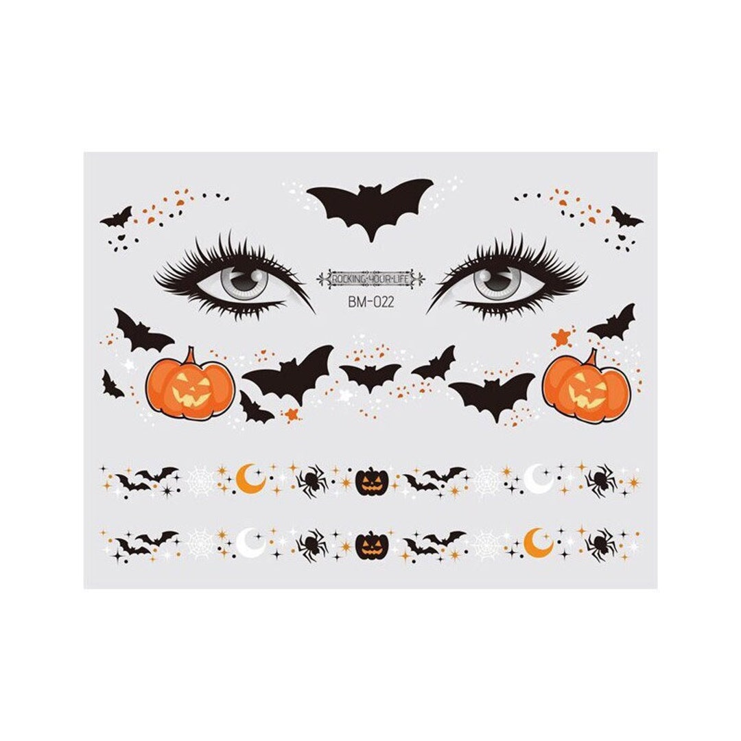 halloween-face-sticker-temporary-tattoo-pumpkin-bat-moon-body-sticker