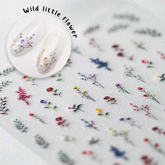 Little flower cute nail decal sticker/ Summer floral nail art/ Wild flower nail tattoo/ flower nail stickers