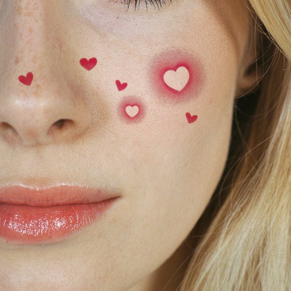 Heart Face tattoo makeup/ Temporary heart rouge tattoo/ party festival tattoo art/Mother's day gift