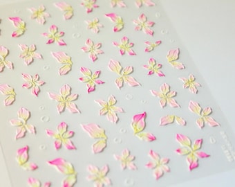 Pegatinas de uñas con forma de flor de lirio / Diseño de uñas florales rosas de primavera (hazlo tú mismo)