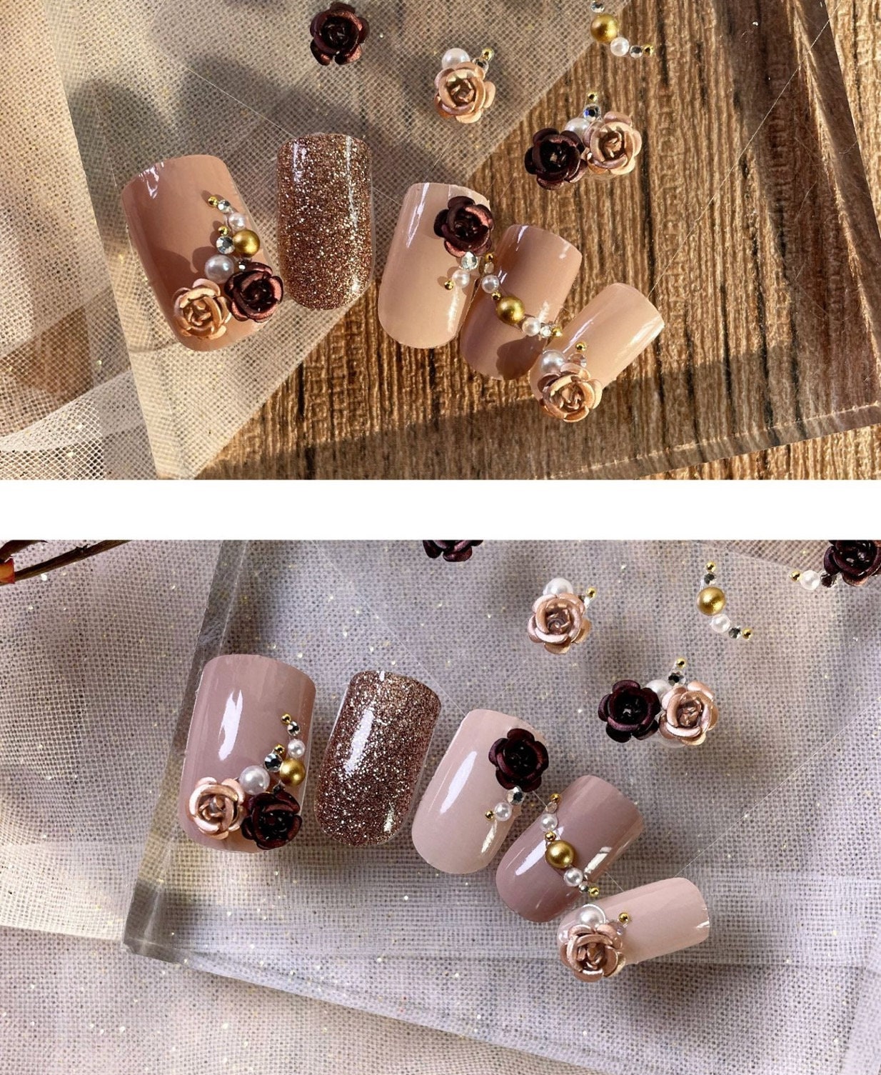 3d Rose/ Flower Nail Charms/ Nail Gem Nail Sticker/ Rhinestone