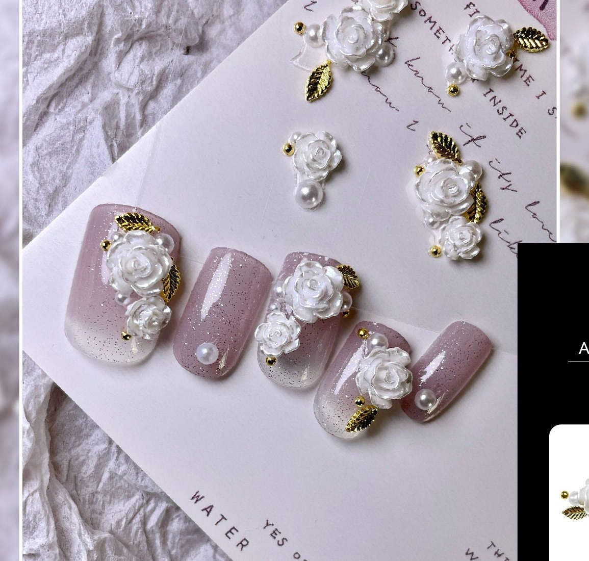 60pcs Colorful Rose Flower Nail Art Charms Nail Glitter Decals Decoration  4d Nail Flower Mixed Size Rose Design Acrylic Nail Stud Jewelry Salon Nail  A