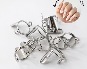 Juego de anillos ajustables para uñas – 10 anillos dorados y plateados para la punta de los dedos, joyería de moda musulmana