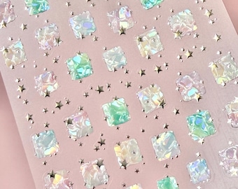 Shimmer Star Ocean Tiles Nail Stickers Self-Adhesive Decals for DIY