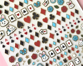 Alice in the wonderland poker nail sticker decal adhesive