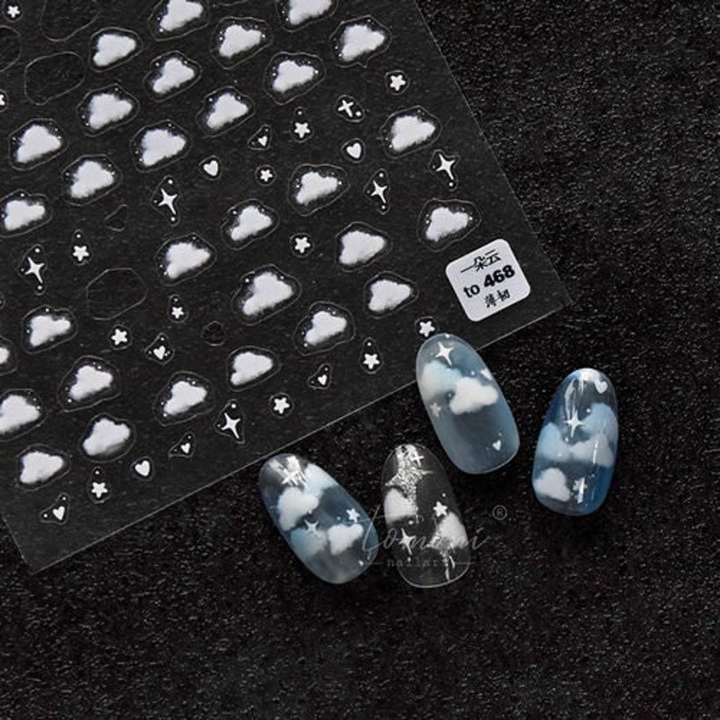 white Cloud nail decal