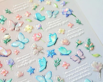 Pegatinas de uñas con forma de mariposa y flor para primavera / Hazlo tú mismo en casa