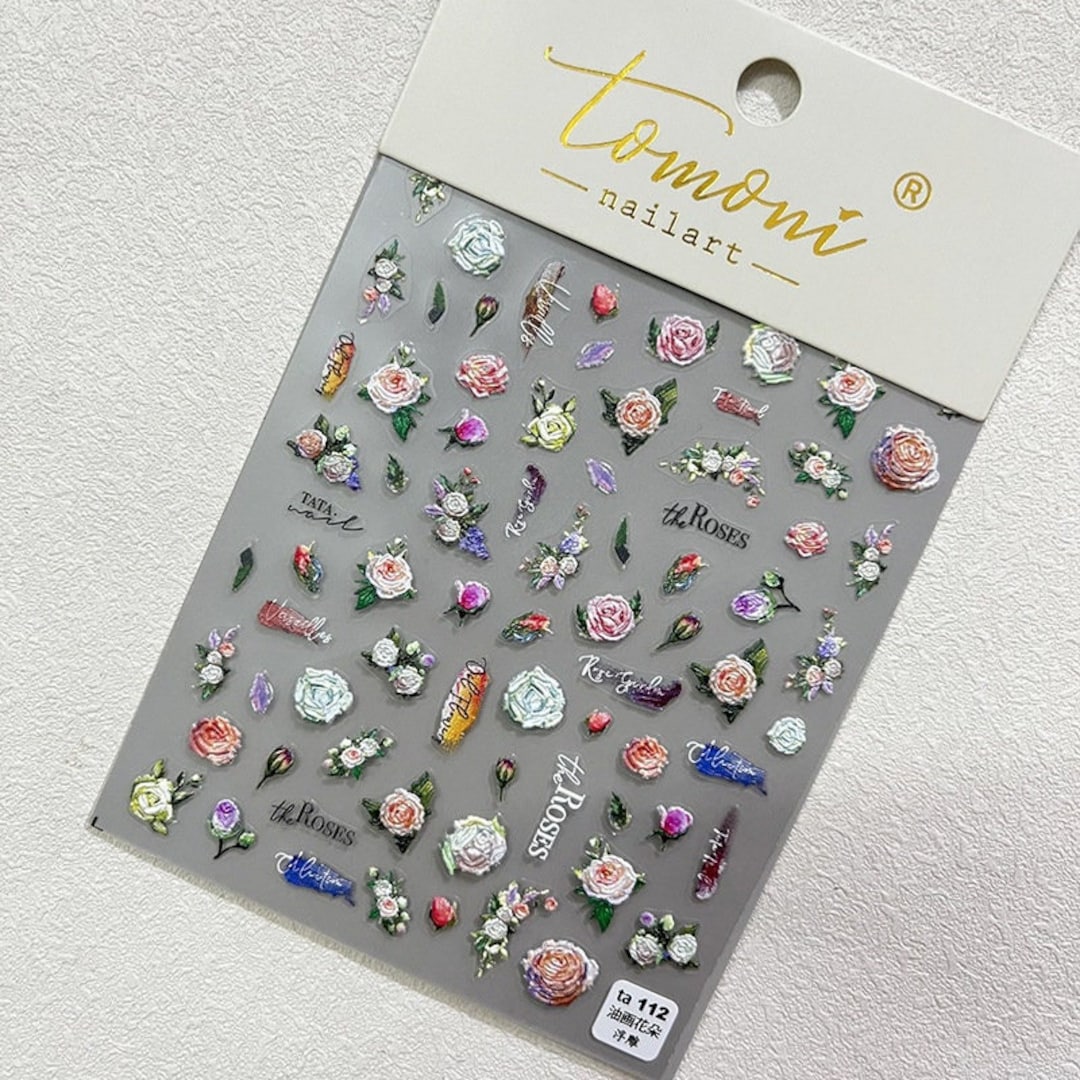 Rose Flower Nail Decal Sticker/ Cute Floral Nail Art/ Wild Flower Nail Tattoo/ Nail Adhesive - Etsy