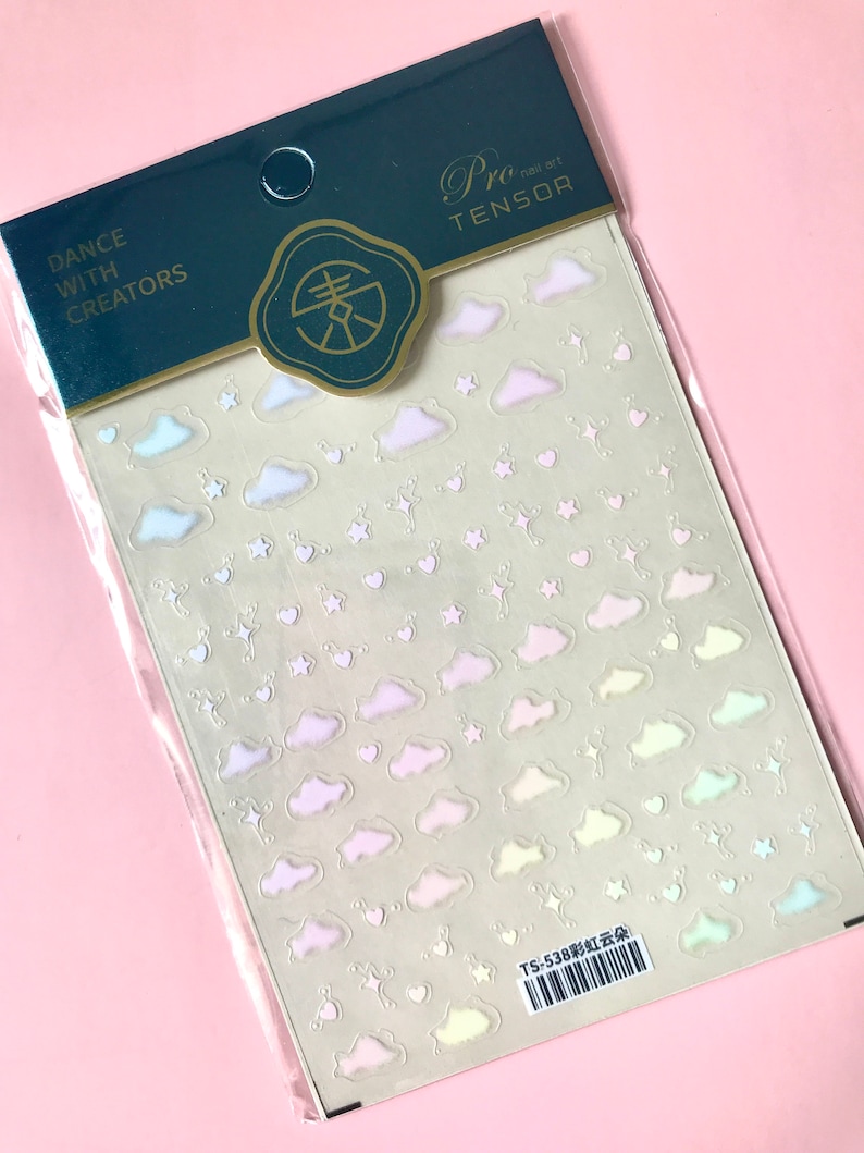 white Cloud nail decal