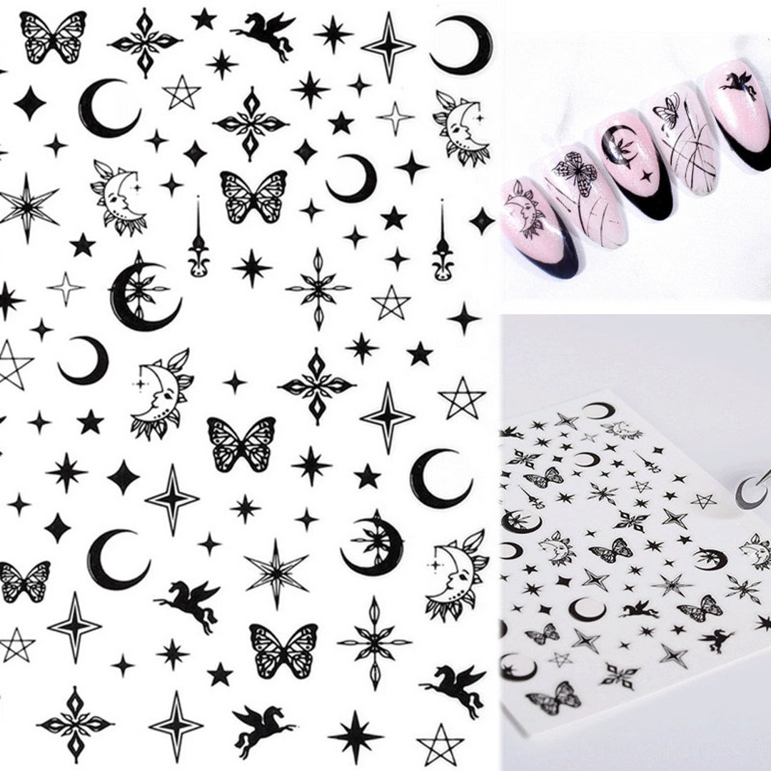 Witchy Weird Nail Decal /moon Star Witch Nail Sticker/ Tarot - Etsy