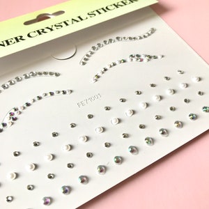 Face Gem Jewels Sticker Rhinestone Temporary/ Pearl eyeline make up/ festival favor
