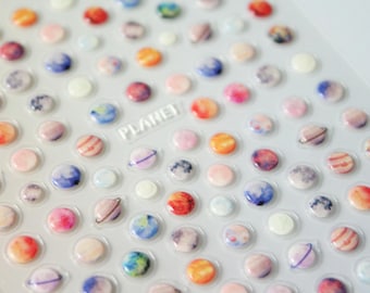 Pegatinas para uñas con los planetas Marte, Venus y Saturno / Autoadhesivas para hacer tú mismo