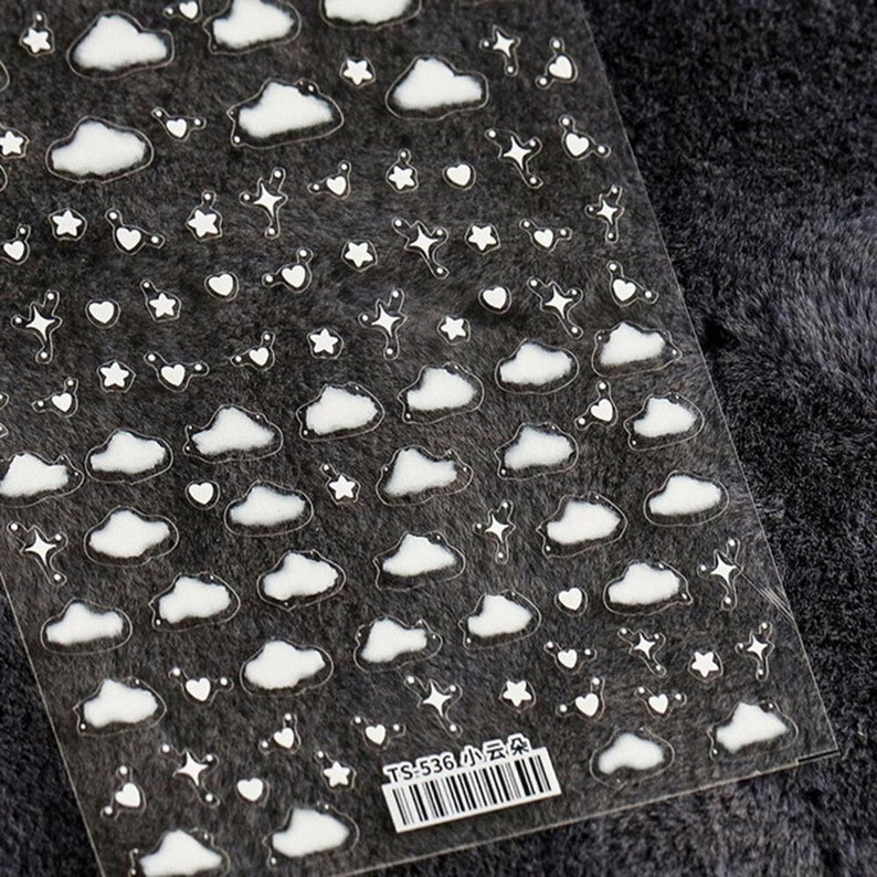 white Cloud nail decal