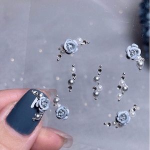 3d rose/ Flower Nail charms/ Nail Gem nail sticker/ Rhinestone nail/ 5D nail/ Self Adhesive/Mother's day gift