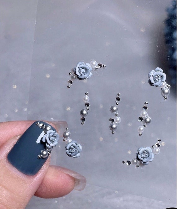 3d Rose/ Flower Nail Charms/ Nail Gem Nail Sticker/ Rhinestone