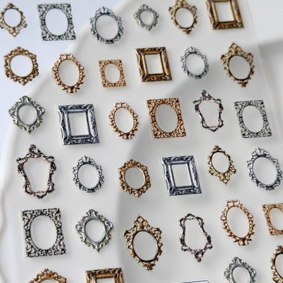 Retro frame vintage nail sticker/ Nail decal decorative/Self Adhesive for DIY