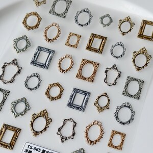 Pegatinas para uñas con marco retro vintage/Calcomanías decorativas para uñas/Autoadhesivas para bricolaje imagen 4