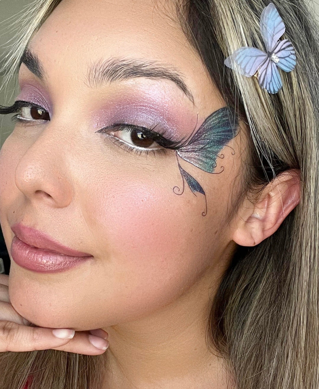Butterfly Face Tattoo Sticker Temporary/ Glitter Eyes Makeup/ Face Gem