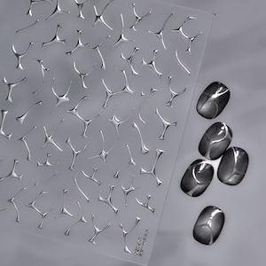Silver waves nail art sticker/ Cute nail art decal/ Nail Adhesive DIY