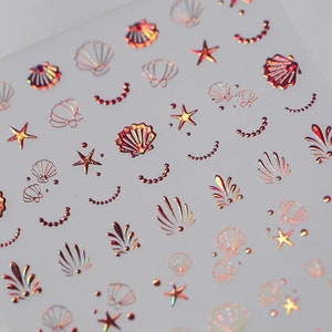 Shell aura embossed mermaid nail decal sticker/ Cute nail art/ Nail DIY accessories