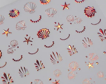 Shell ocean mermaid nail decal sticker/ Cute nail art