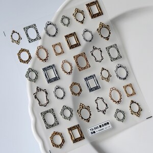 Pegatinas para uñas con marco retro vintage/Calcomanías decorativas para uñas/Autoadhesivas para bricolaje imagen 2