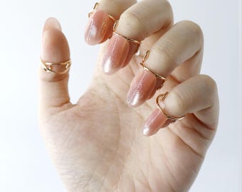 Set di anelli regolabili per unghie – 10 pezzi, anelli per la punta delle dita in oro e argento, gioielli alla moda musulmani rimovibili
