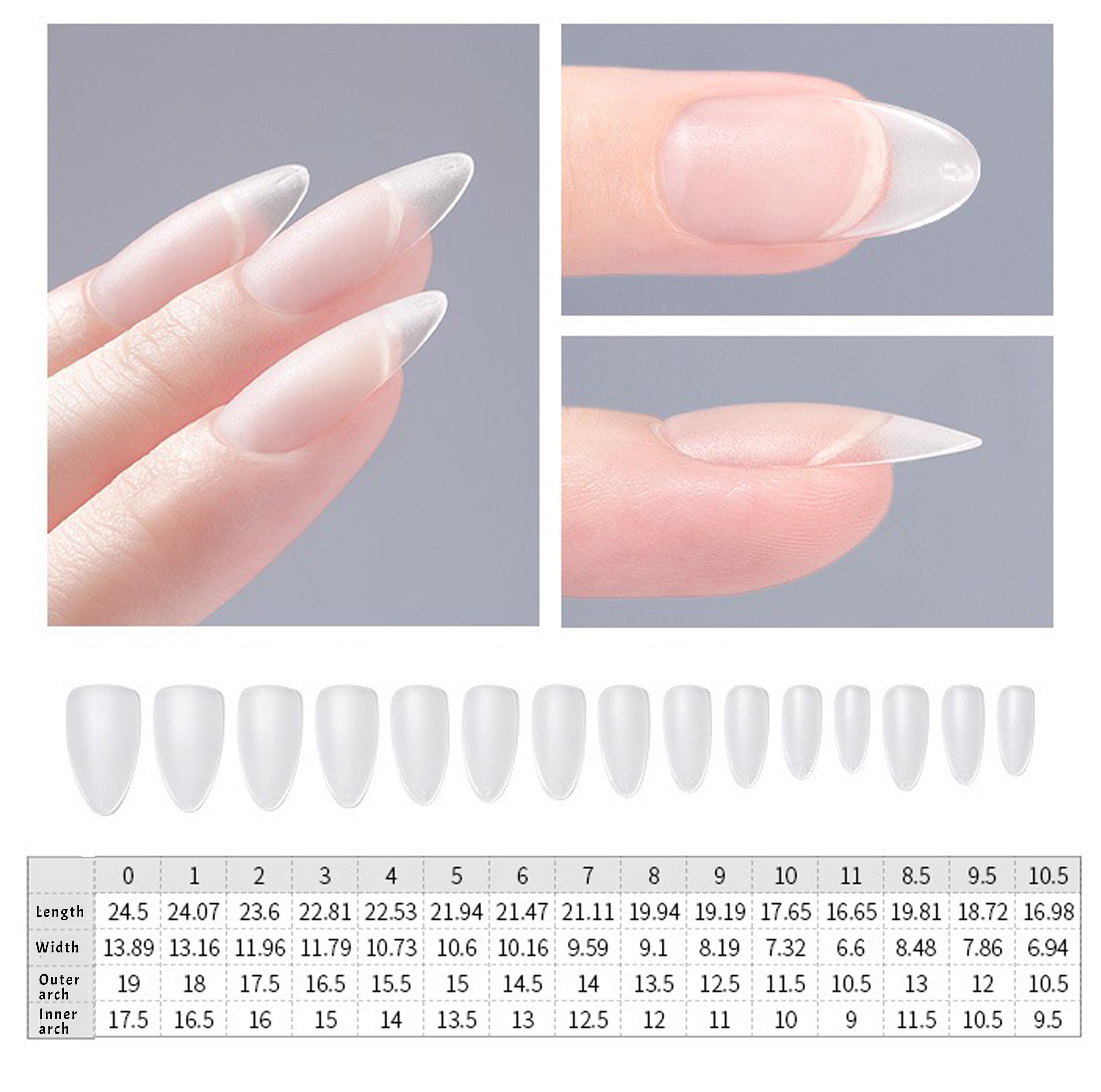 Nagelspitzen-Set – 504 Stück, Mandelform, Weiches Gel, Transparent, Für Maniküre Zu Hause Oder Salon